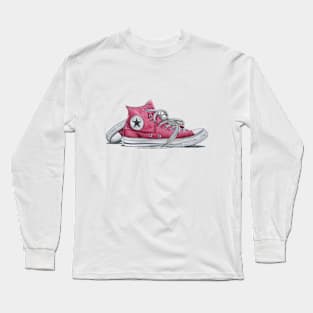 Maroon Red Sneakers Long Sleeve T-Shirt
